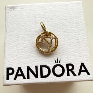 Authentic Pandora Libra Zodiac Dangle Pendant Charm in Gold